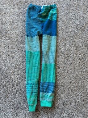 Smartwool Striped Knit Leggings in Teal, Aqua & Blue